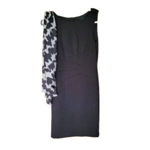 Tahari Black Sheath Dress 2 w/ Scarf | Holiday Party & Winter Events